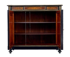 19th century French marble top inlaid amboyna sideboard