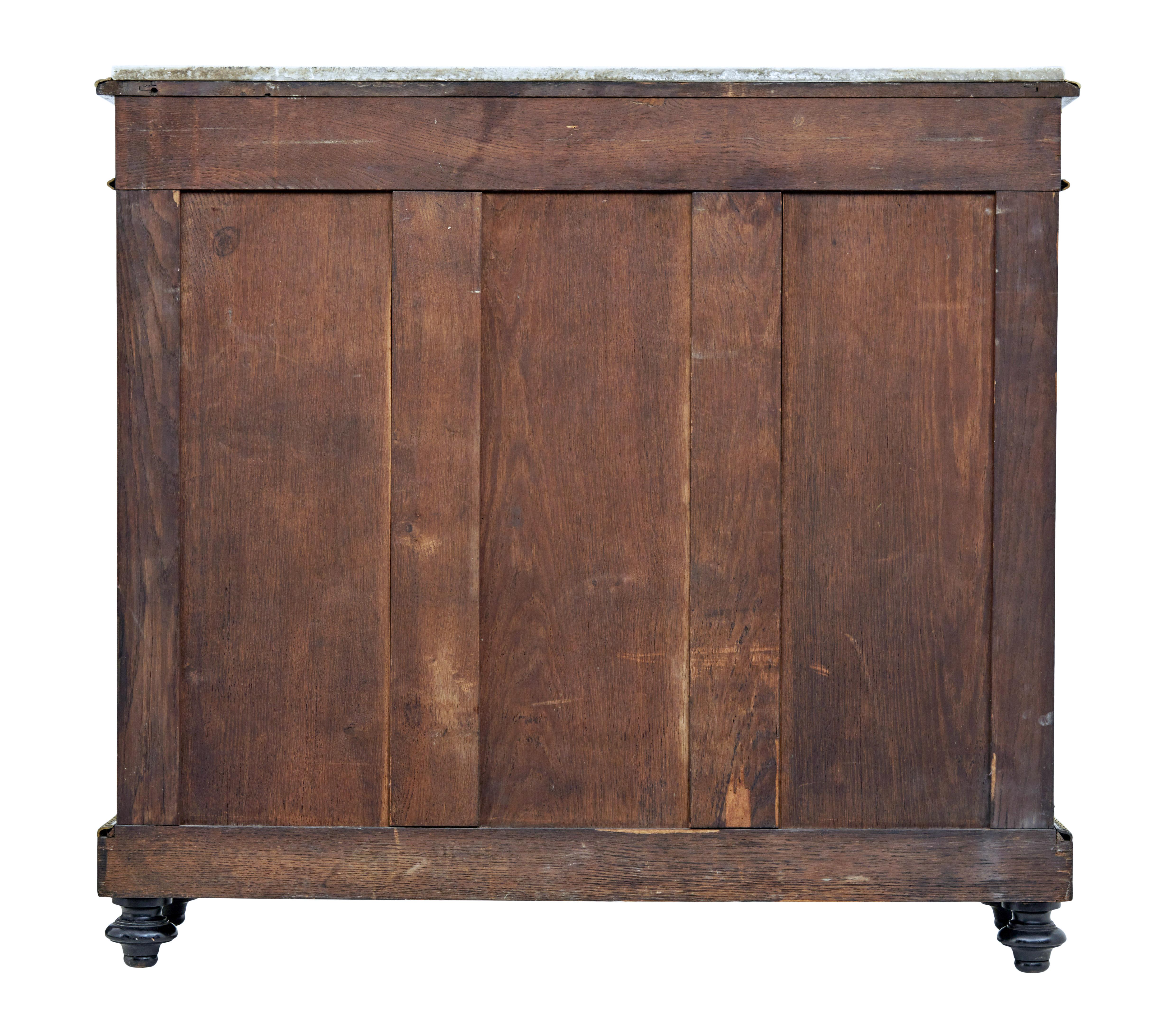 19th Century French Marble Top Inlaid Amboyna Sideboard In Good Condition In Debenham, Suffolk