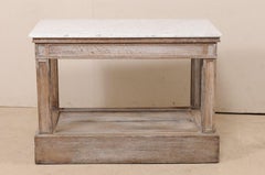 19th Century French Marble-Top Kitchen Island, Work Table or Sofa Table