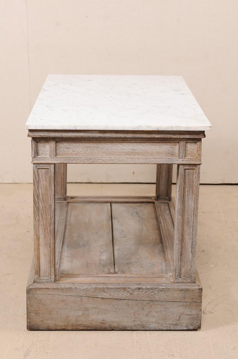 19th Century French Marble Top Kitchen Island Work Table Or Sofa Carved 19th Century French Marble Top Kitchen Island Work Table Or Sofa For
