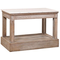 ilot de cuisine:: table de travail ou table de salon en marbre français du XIXe siècle