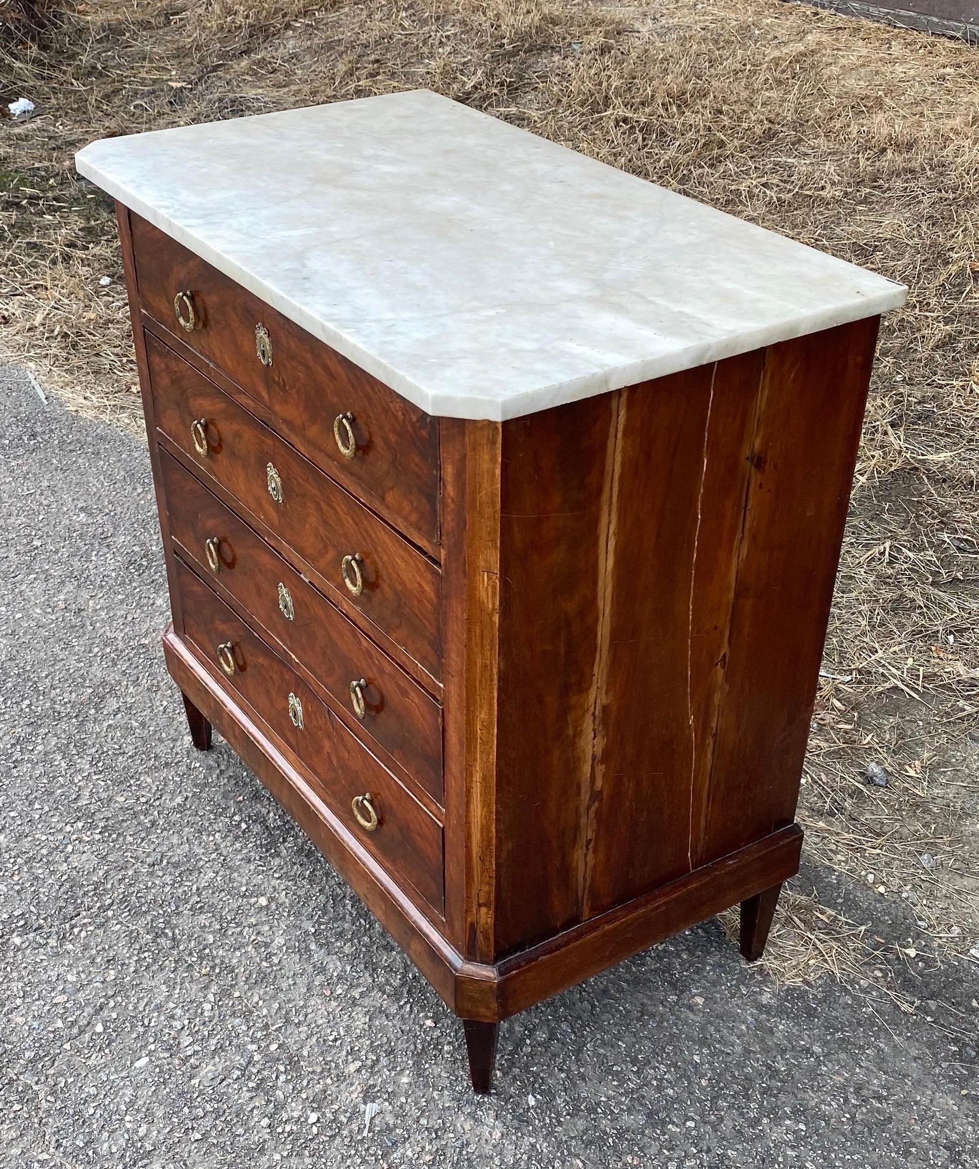 19th Century French Marble Top Mahogany Chest 1