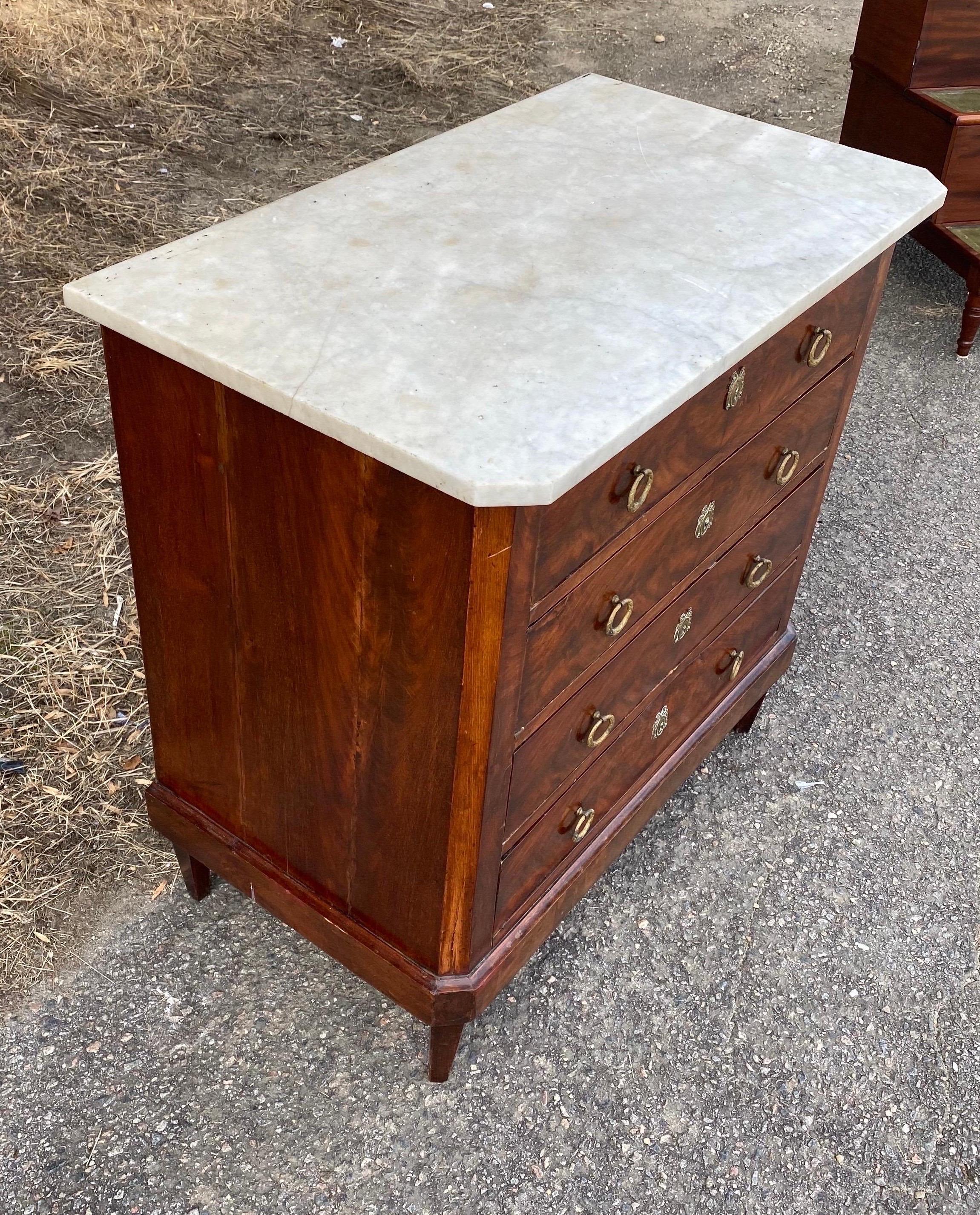 19th Century French Marble Top Mahogany Chest 2