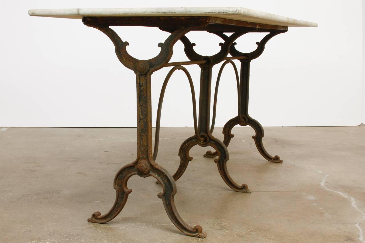 Art Nouveau 19th Century French Marble-Top Pastry Table or Console Table