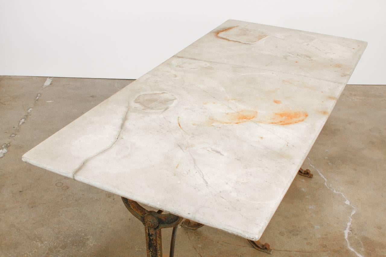Iron 19th Century French Marble-Top Pastry Table or Console Table