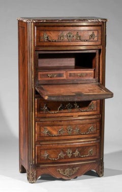Secrétaire en marbre français du XIXe siècle Décoration en bronze d'époque Napoléon III