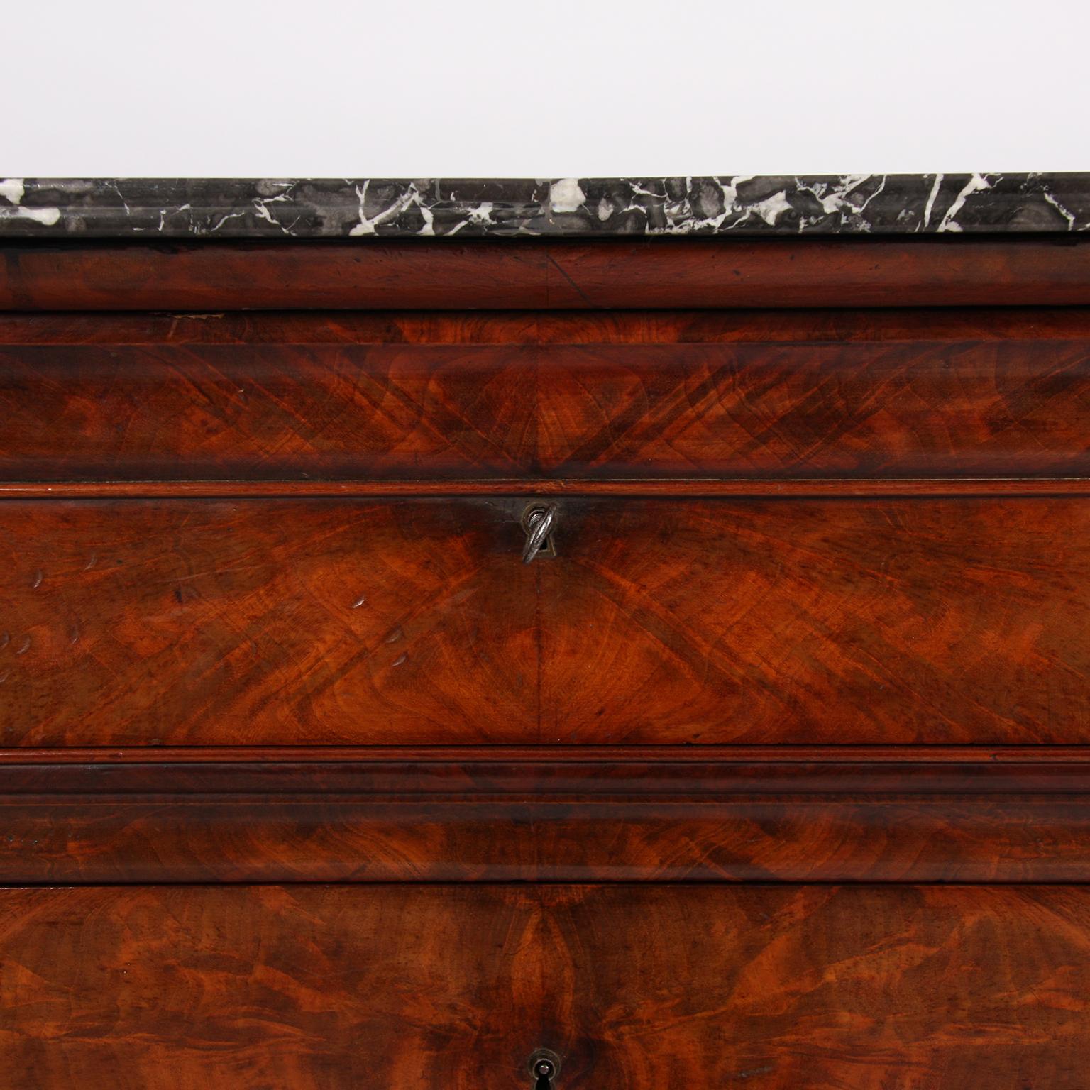 19th Century French Marble-Top Secretaire Chest with Leather Writing Surface 3