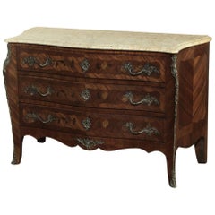 19th Century French Marble-Top Serpentine Commode