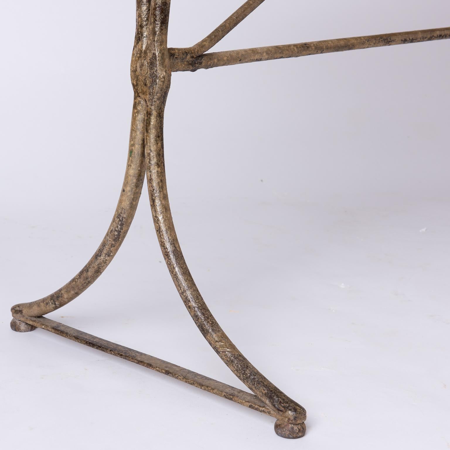 19th Century French Marble Top Table with Handwrought Iron Base 2