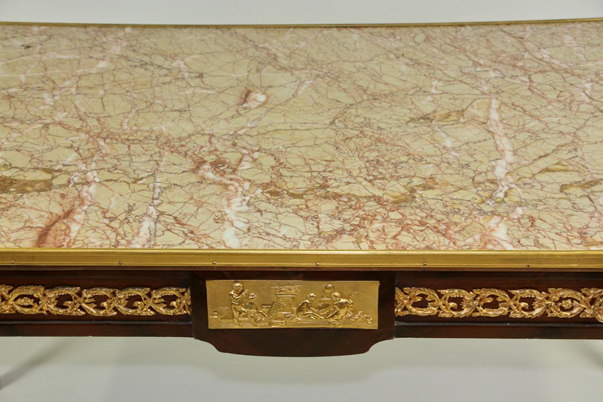 19th Century French Marble Top Writing Table/Desk with Ormolu Mounts In Good Condition For Sale In Essex, MA