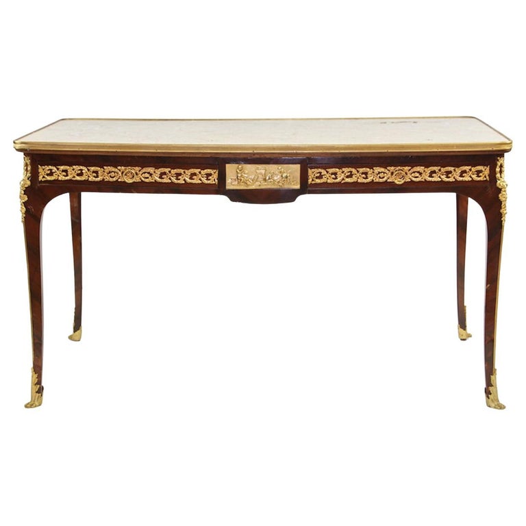 19th Century French Marble Top Writing Table/Desk with Ormolu Mounts