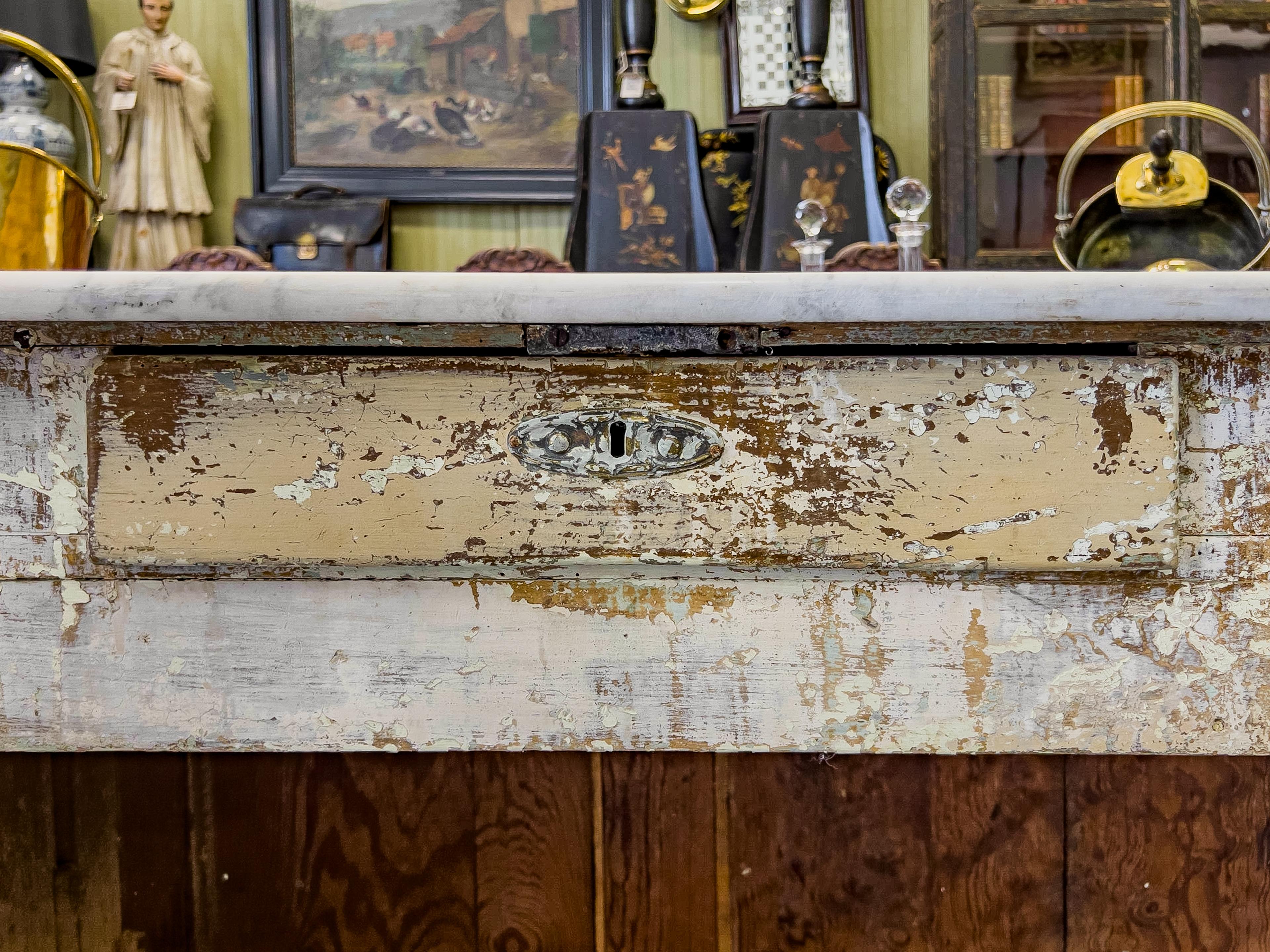 19th Century French Marble Topped Bakery Counter 11