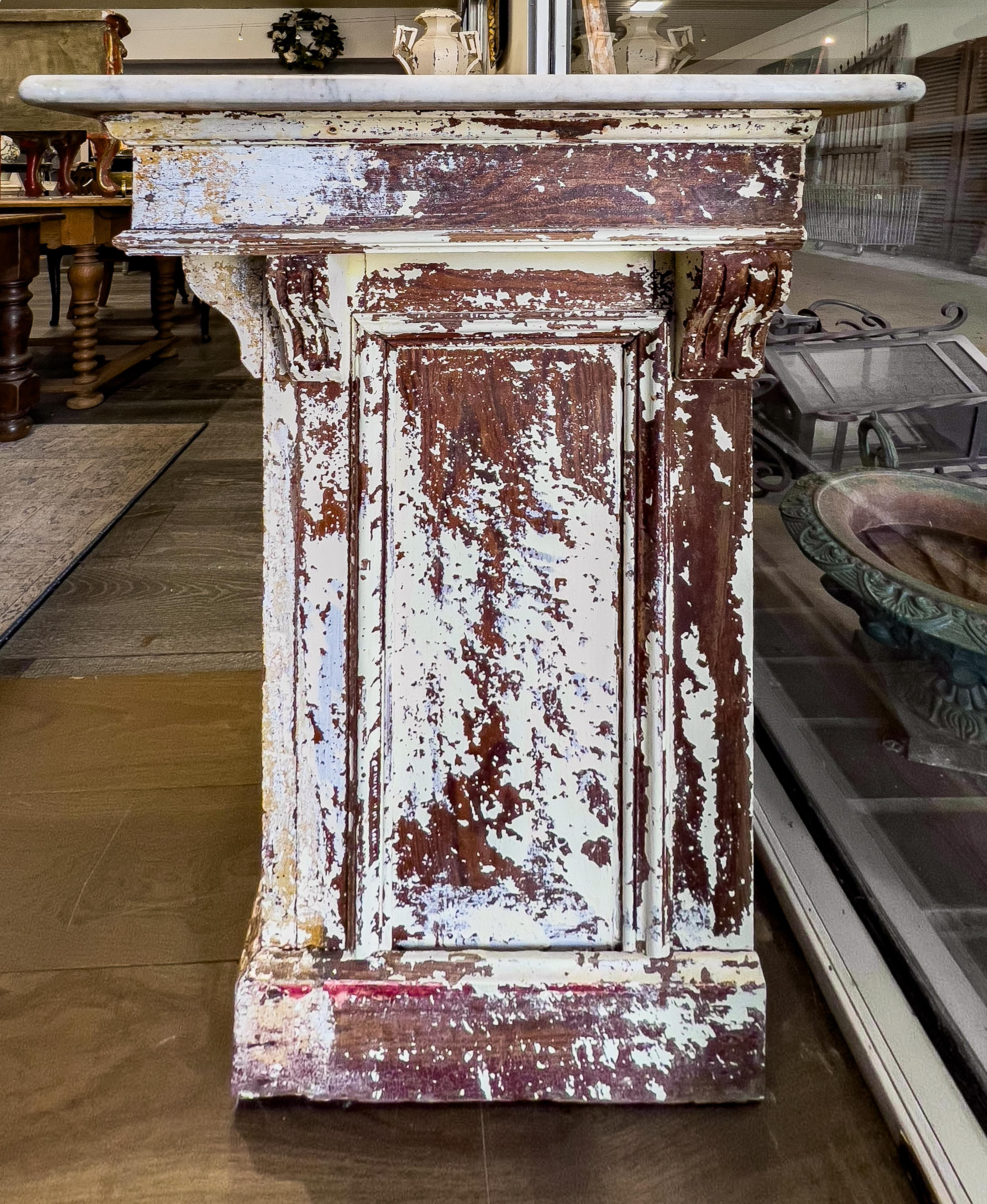 19th Century French Marble Topped Bakery Counter In Good Condition In Houston, TX