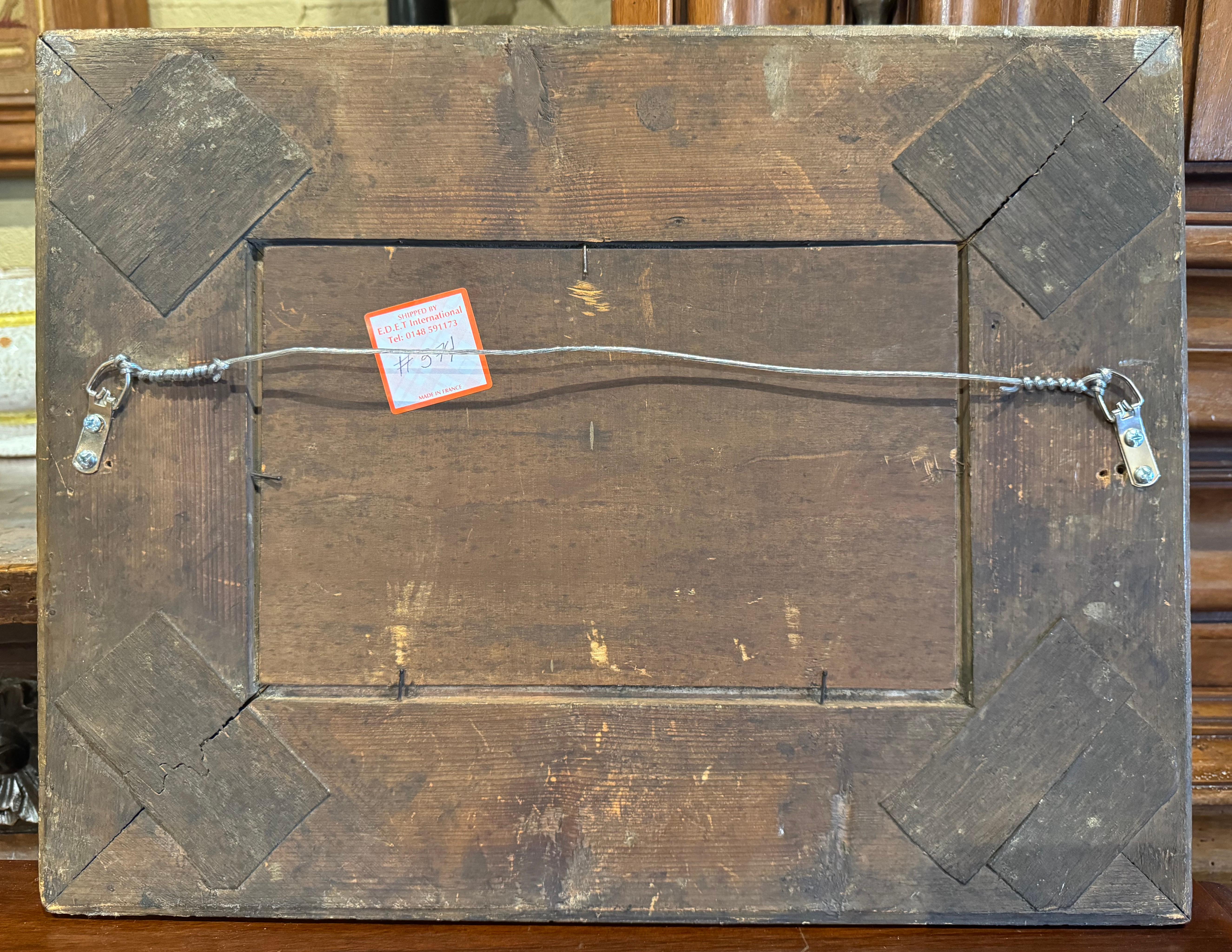 19th Century French Marine Painting on Board In Carved Gilt Frame For Sale 2