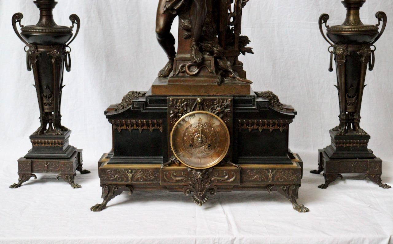 19th Century French Marnyhac & Cie and Math, Moreau Three-Pieces Clock Garniture 7