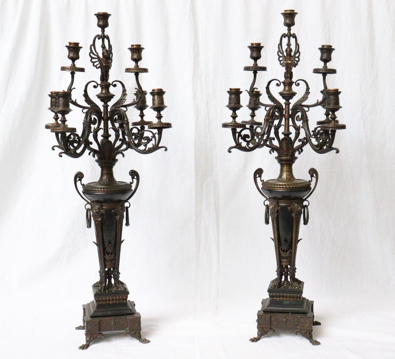 Napoleon III 19th Century French Marnyhac & Cie and Math, Moreau Three-Pieces Clock Garniture