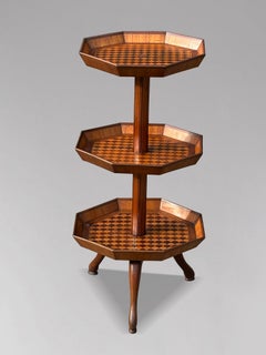 19th Century French Marquetry 3-Tier Octagonal Dumb Waiter