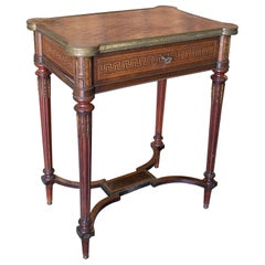 Table de coiffeuse française du 19ème siècle en marqueterie et bronze