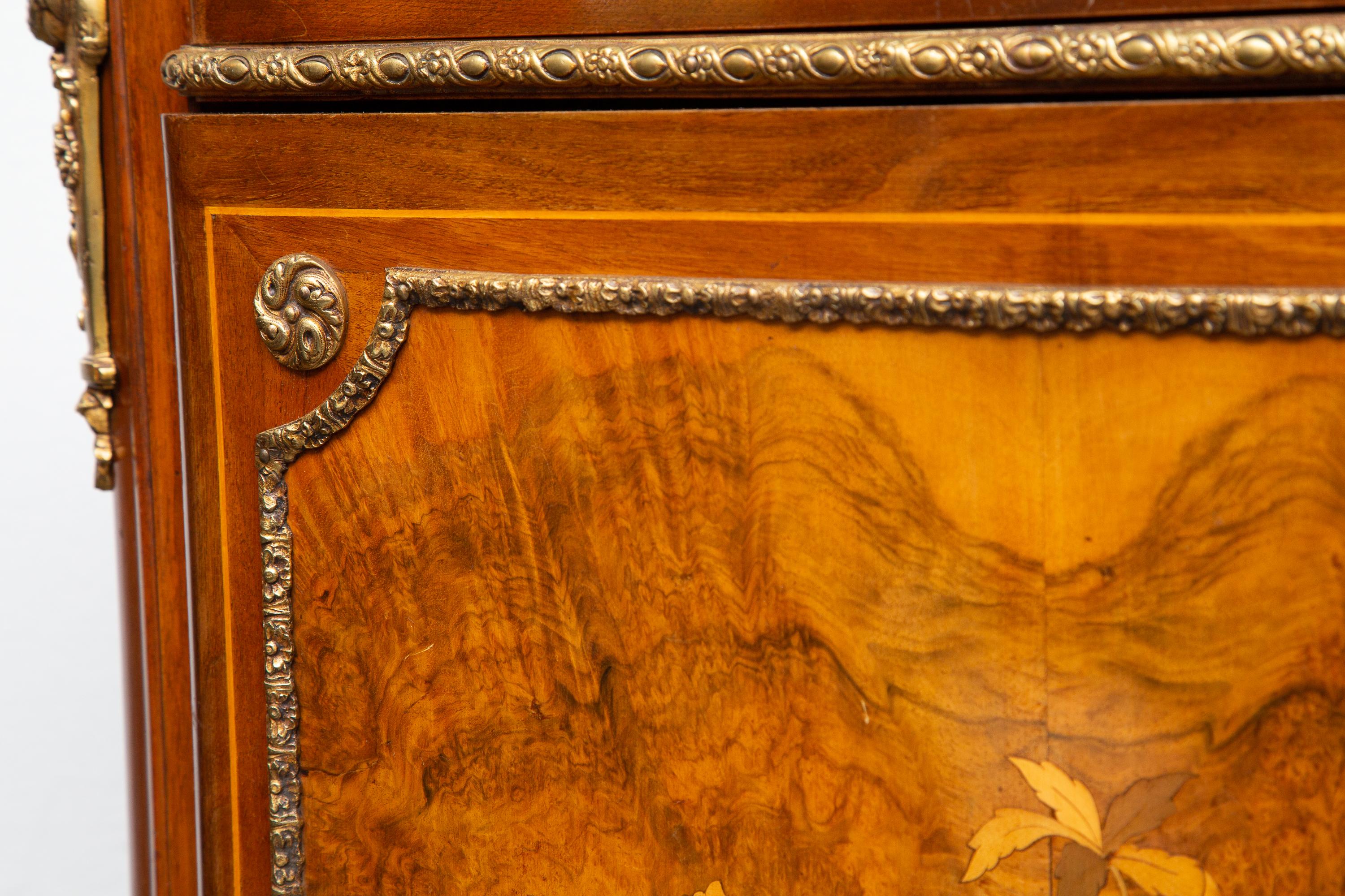 19th Century French Marquetry Cabinet with Marble Top For Sale 4