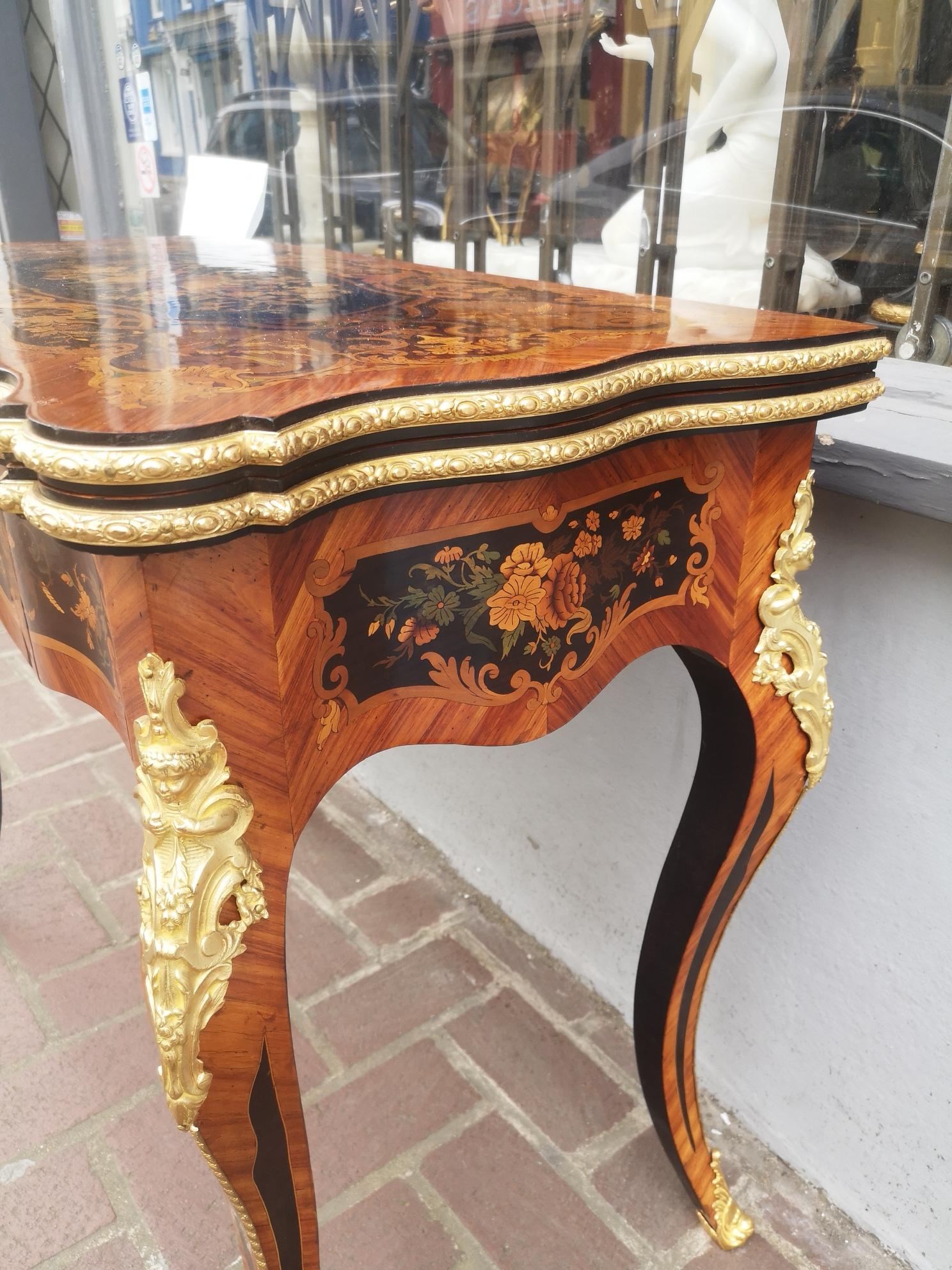 19th Century French Marquetry Card Table For Sale 2