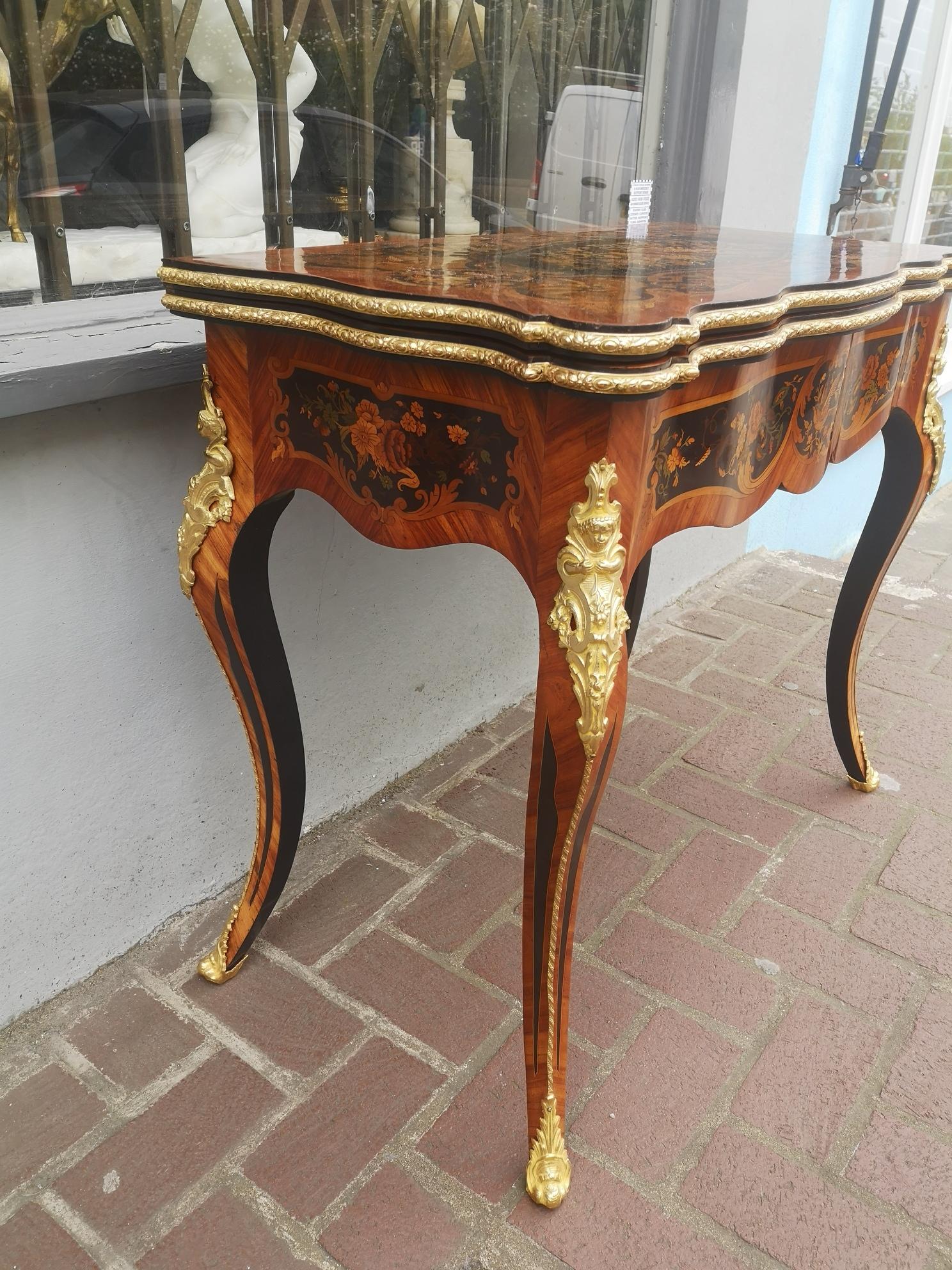 19th Century French Marquetry Card Table For Sale 5