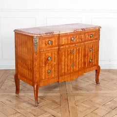 19th Century French Marquetry Commode with Marble Top