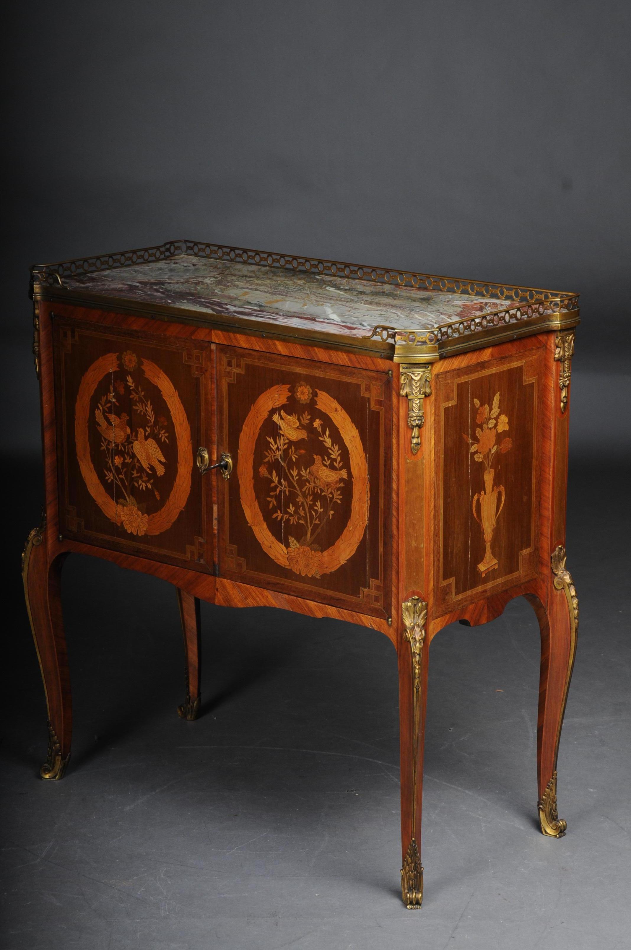 Marble 19th Century French Marquetry Dresser Transition, Napoleon III, circa 1870 For Sale