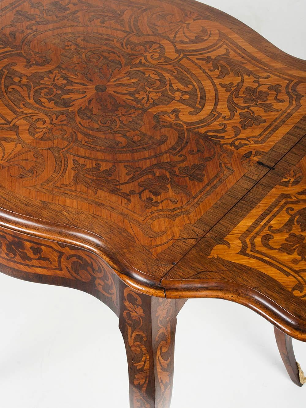 19th Century French Marquetry Drop-Leaf Table For Sale 4