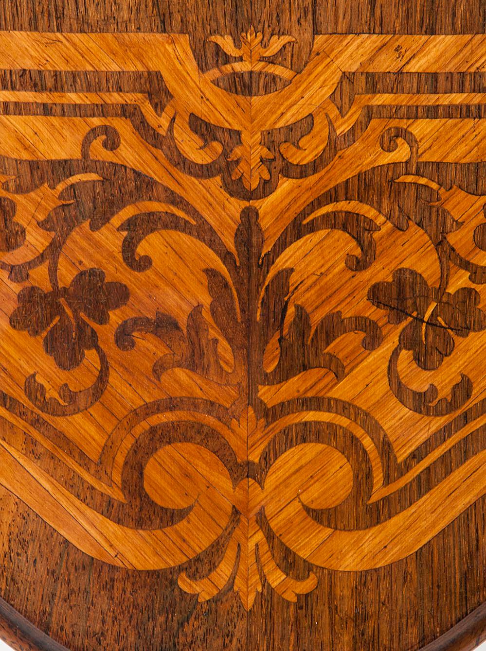 19th Century French Marquetry Drop-Leaf Table For Sale 6