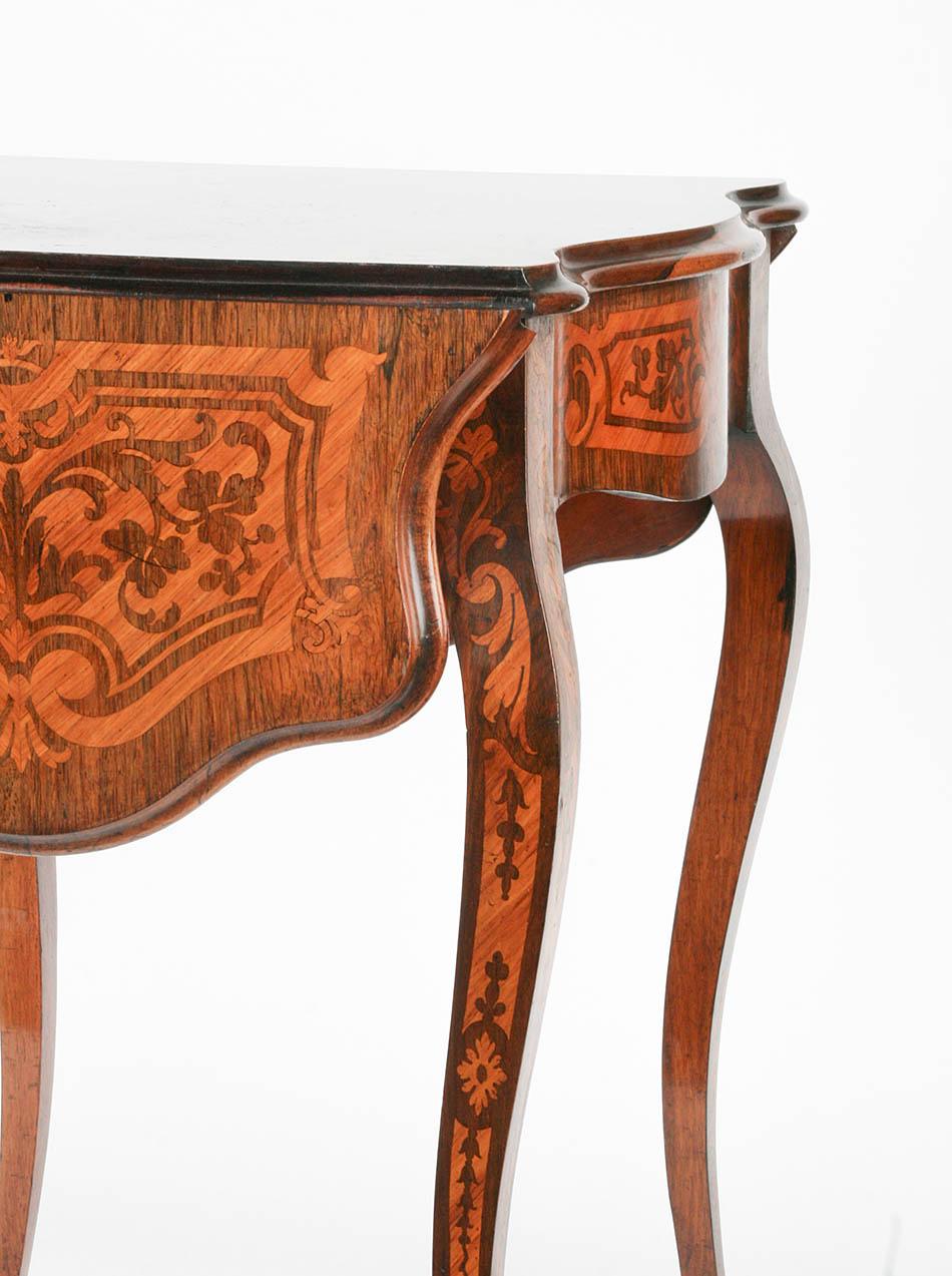 19th Century French Marquetry Drop-Leaf Table For Sale 8