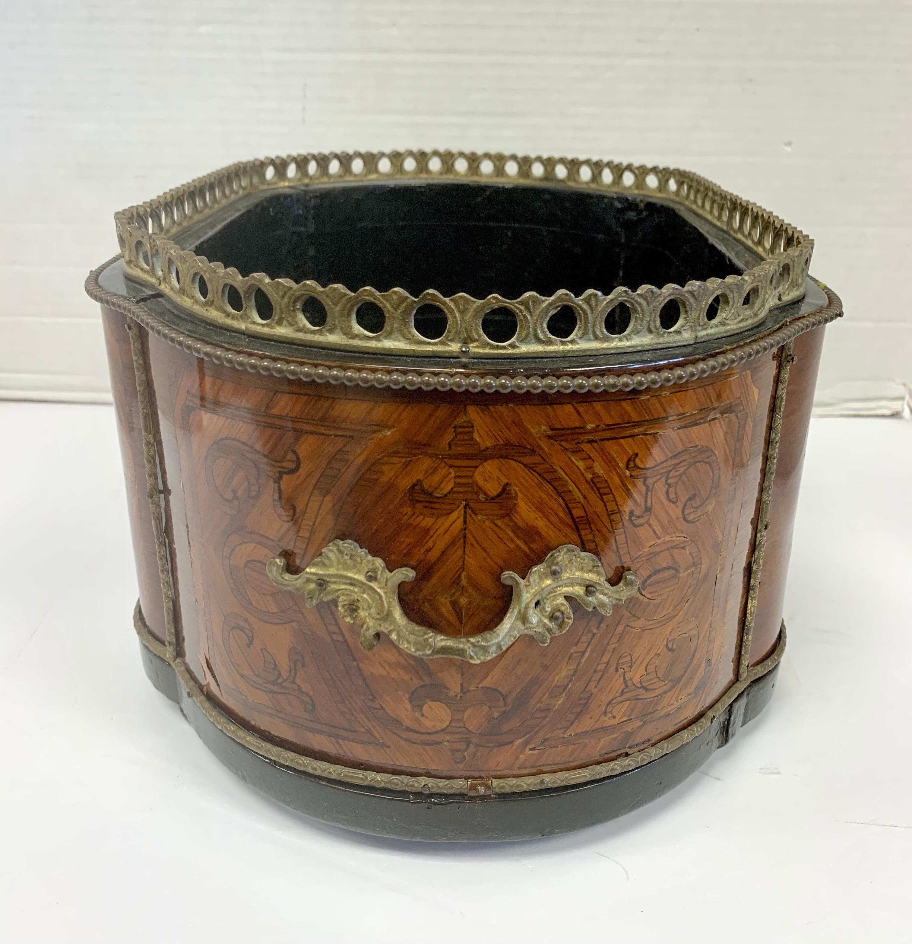 19th Century French Marquetry Jardiniere Box with Bronze Ormolu Mounts 1