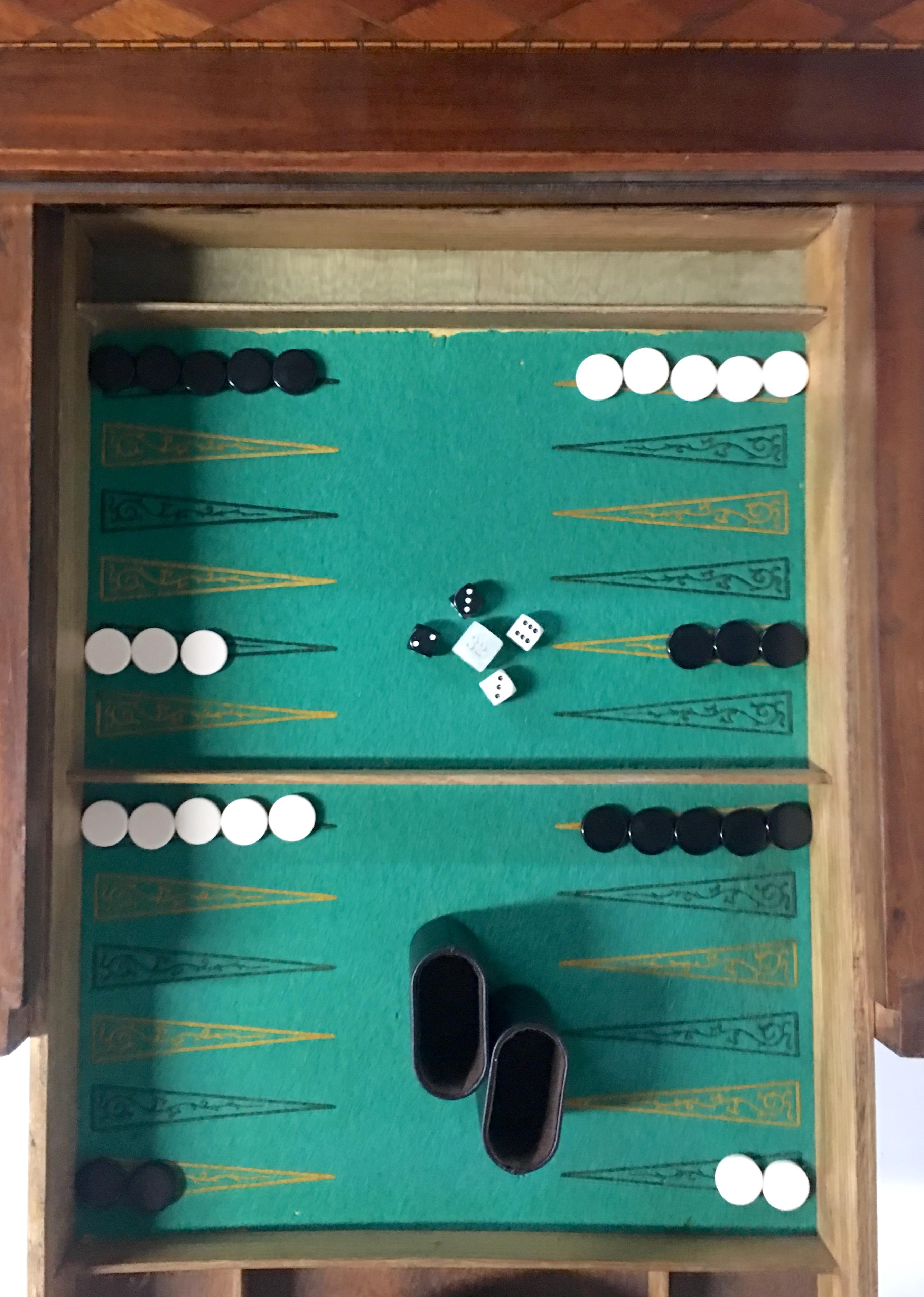 19th Century French Marquetry King Wood & Brass Games Table-Signed 8