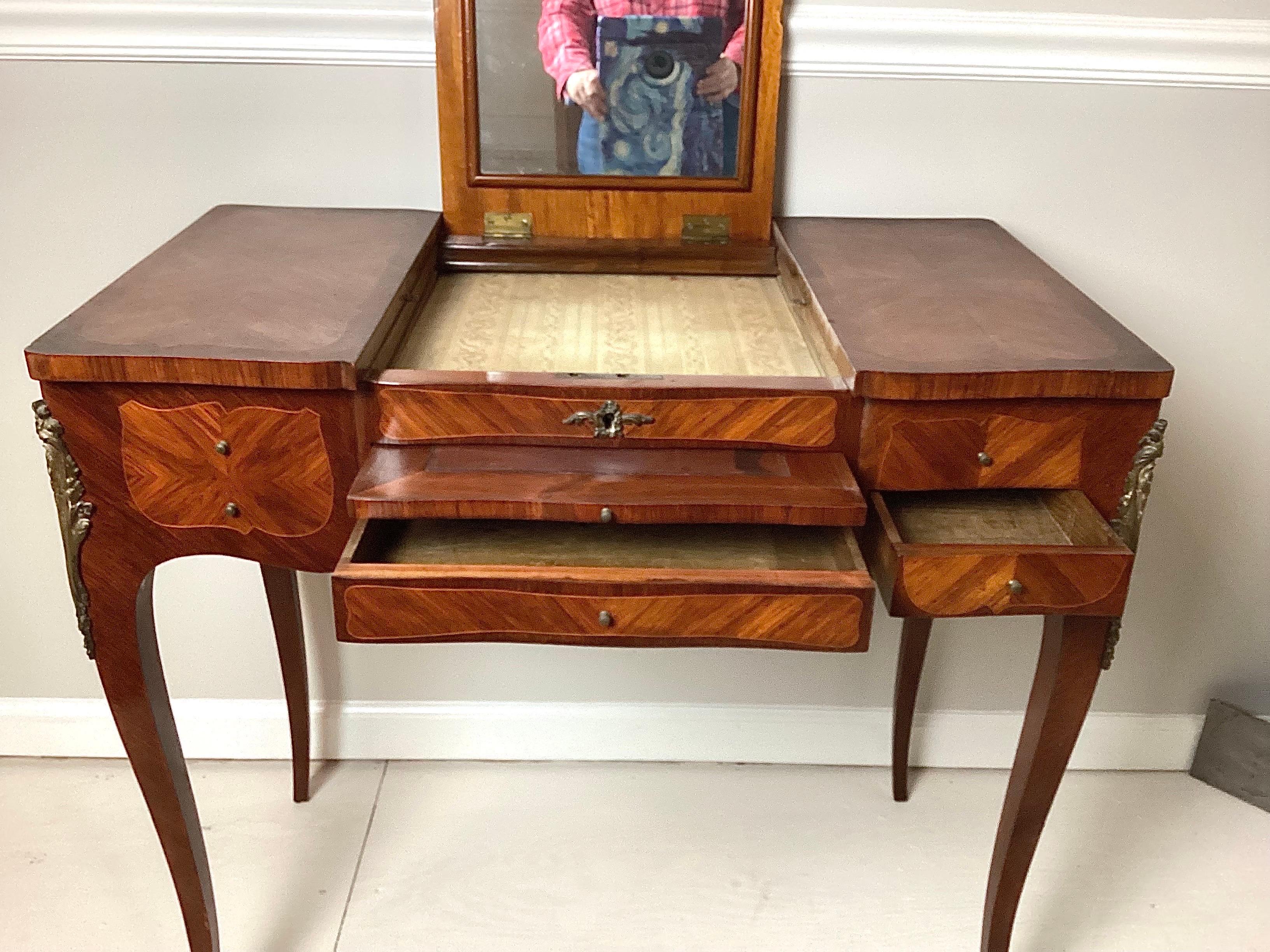 19th Century French Marquetry Louis XV Dressing Table 4
