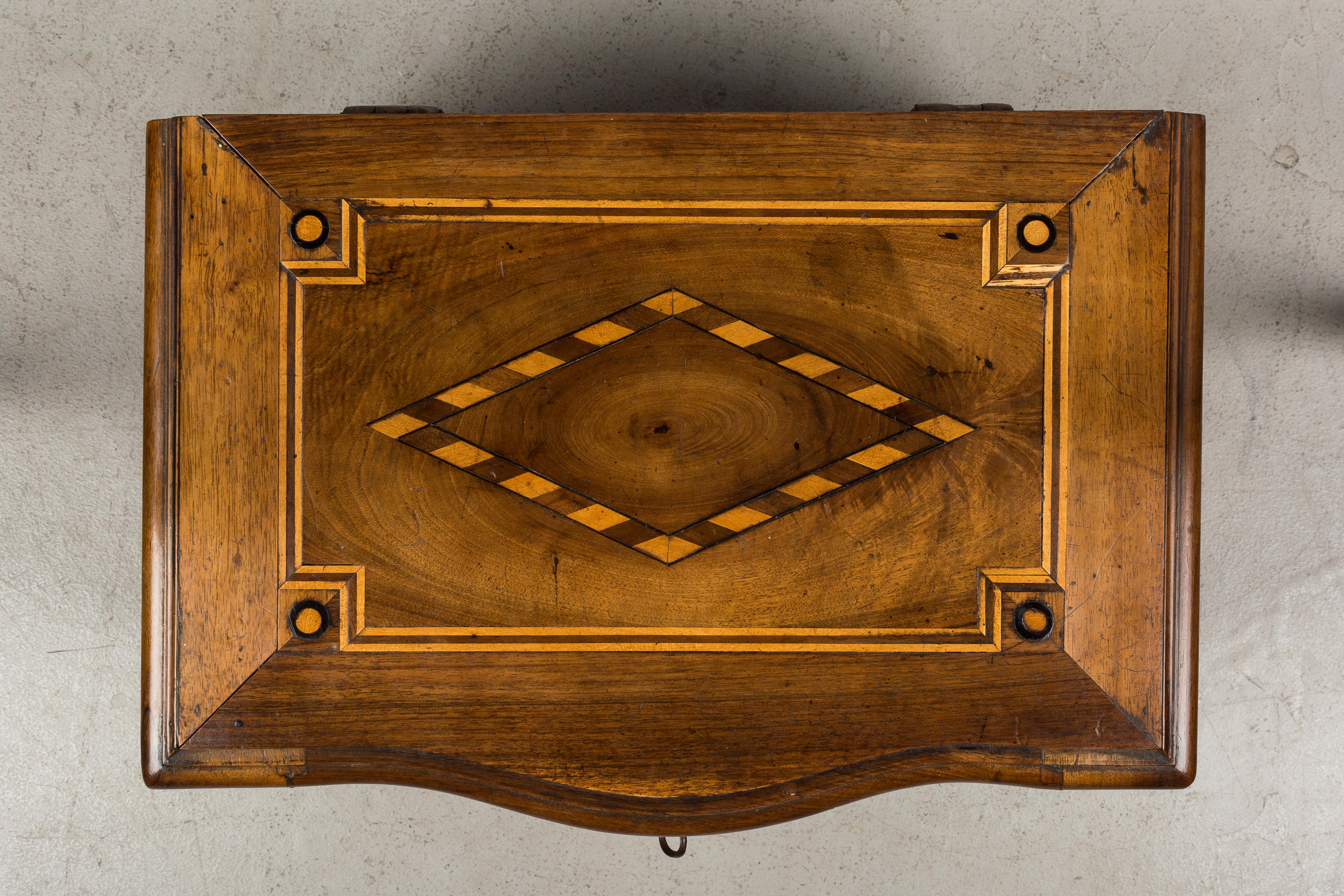 19th Century French  Miniature  Coffer Marquetry For Sale 11