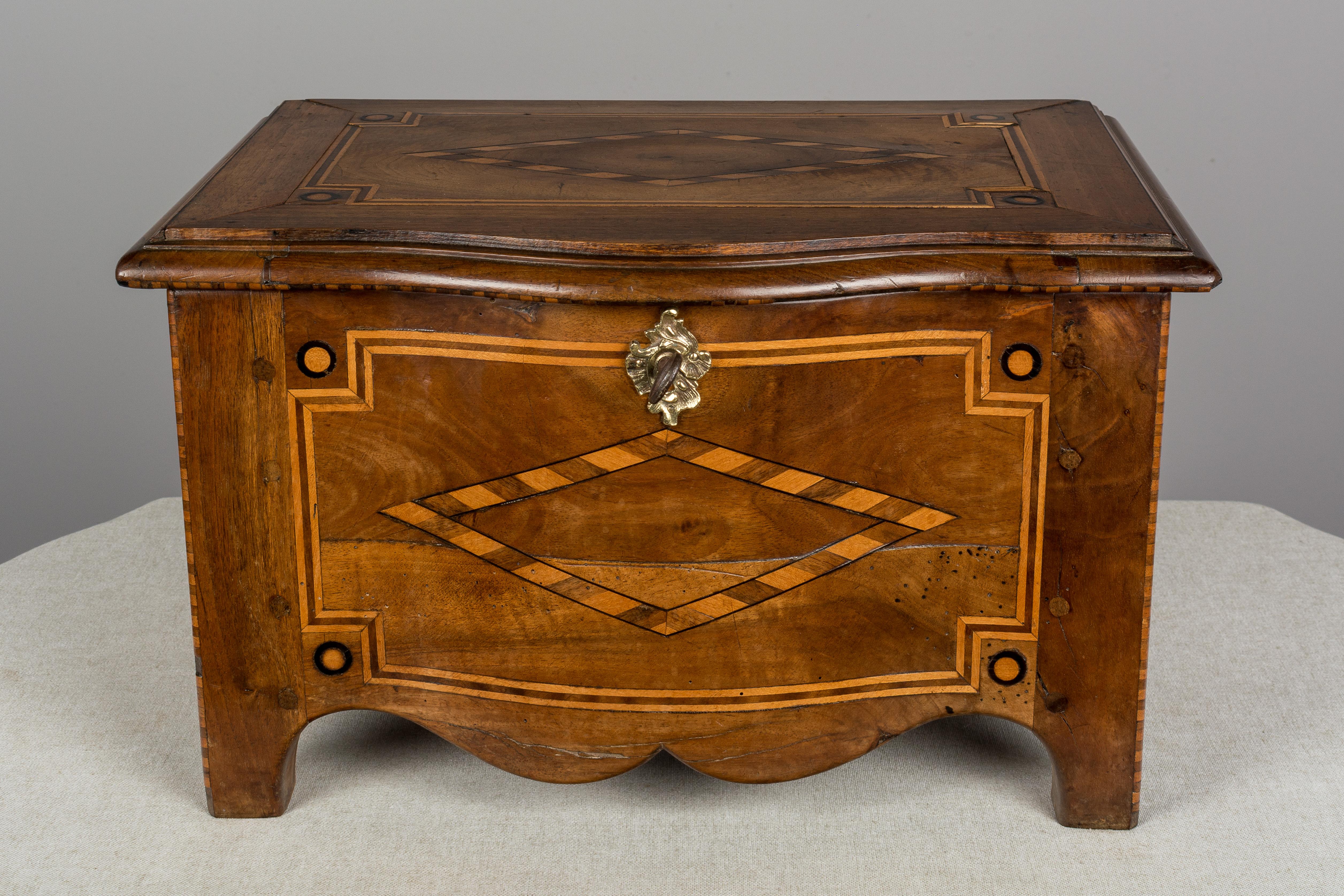 French Provincial 19th Century French  Miniature  Coffer Marquetry For Sale