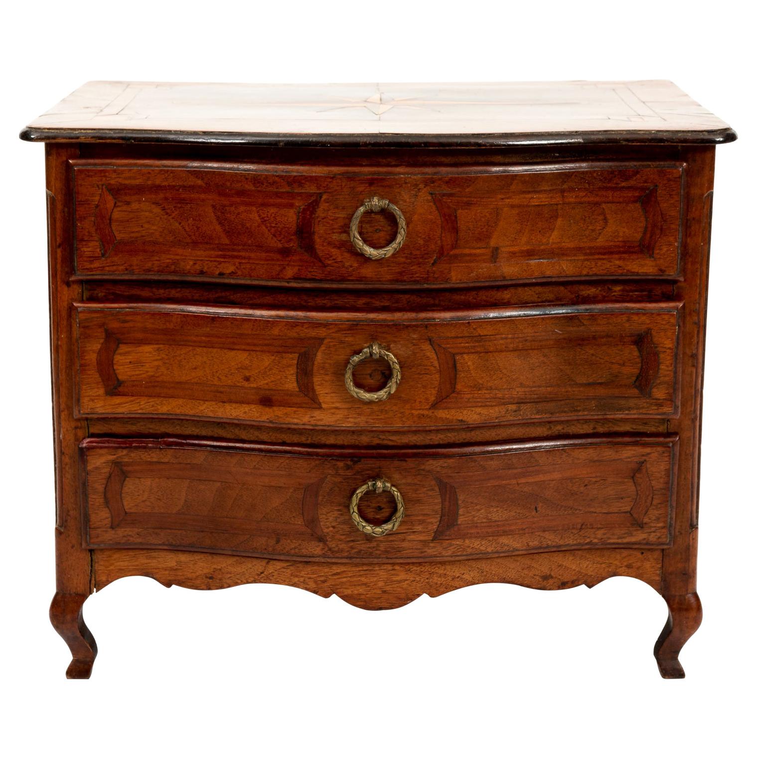 19th Century French Marquetry Miniature Chest of Drawers