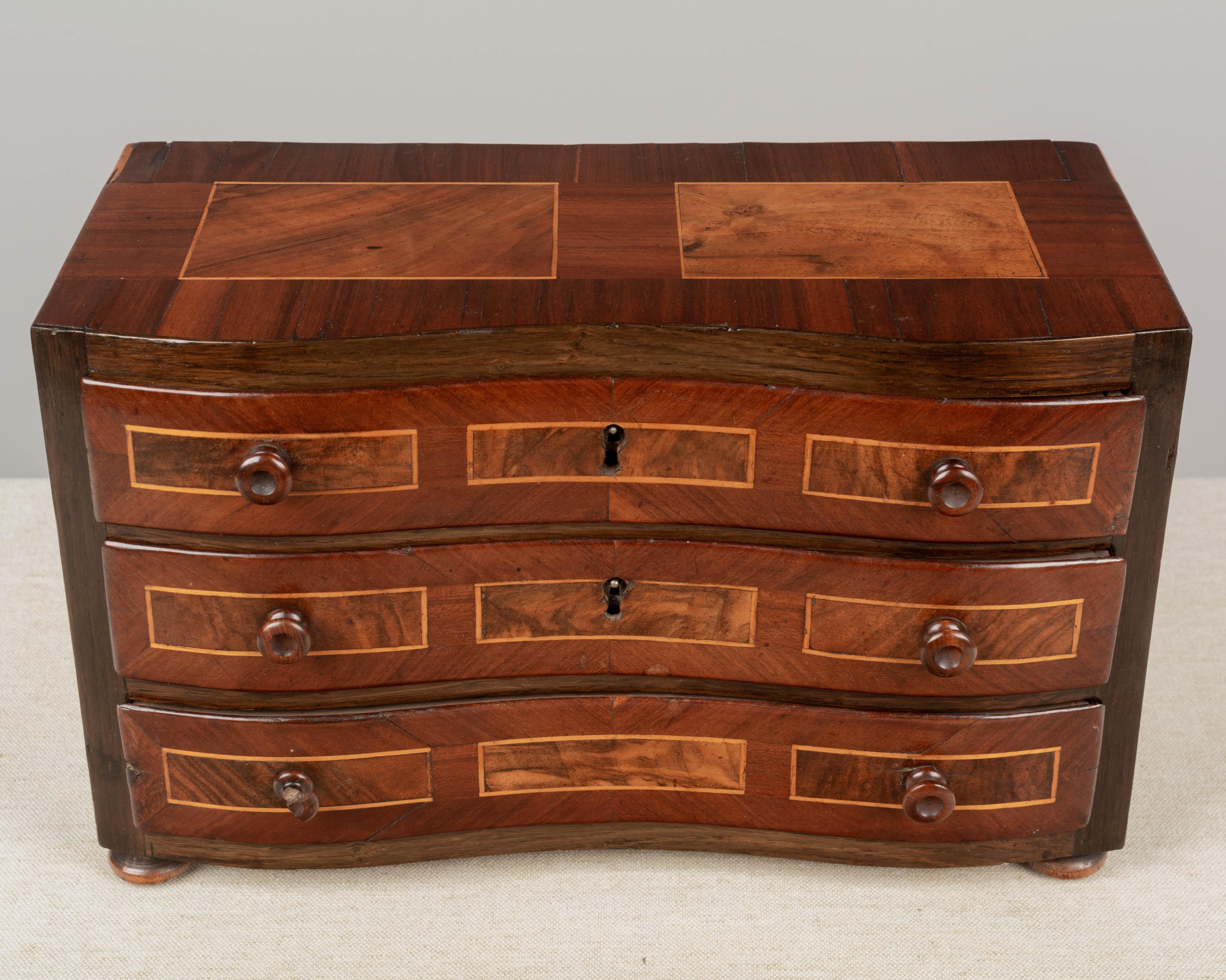 Walnut 19th Century French Marquetry Miniature Sample Commode
