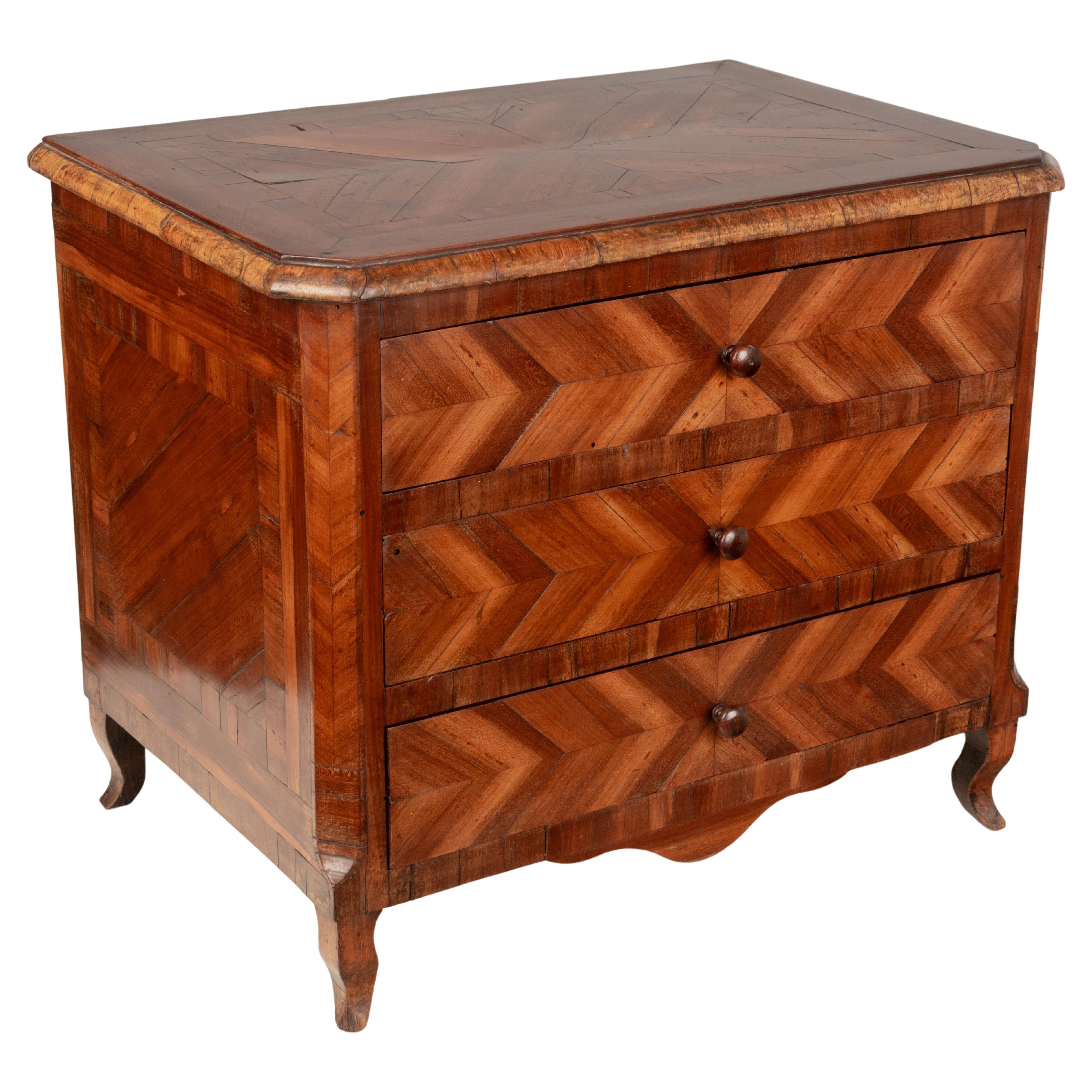 19th Century French Marquetry Miniature Sample Commode For Sale