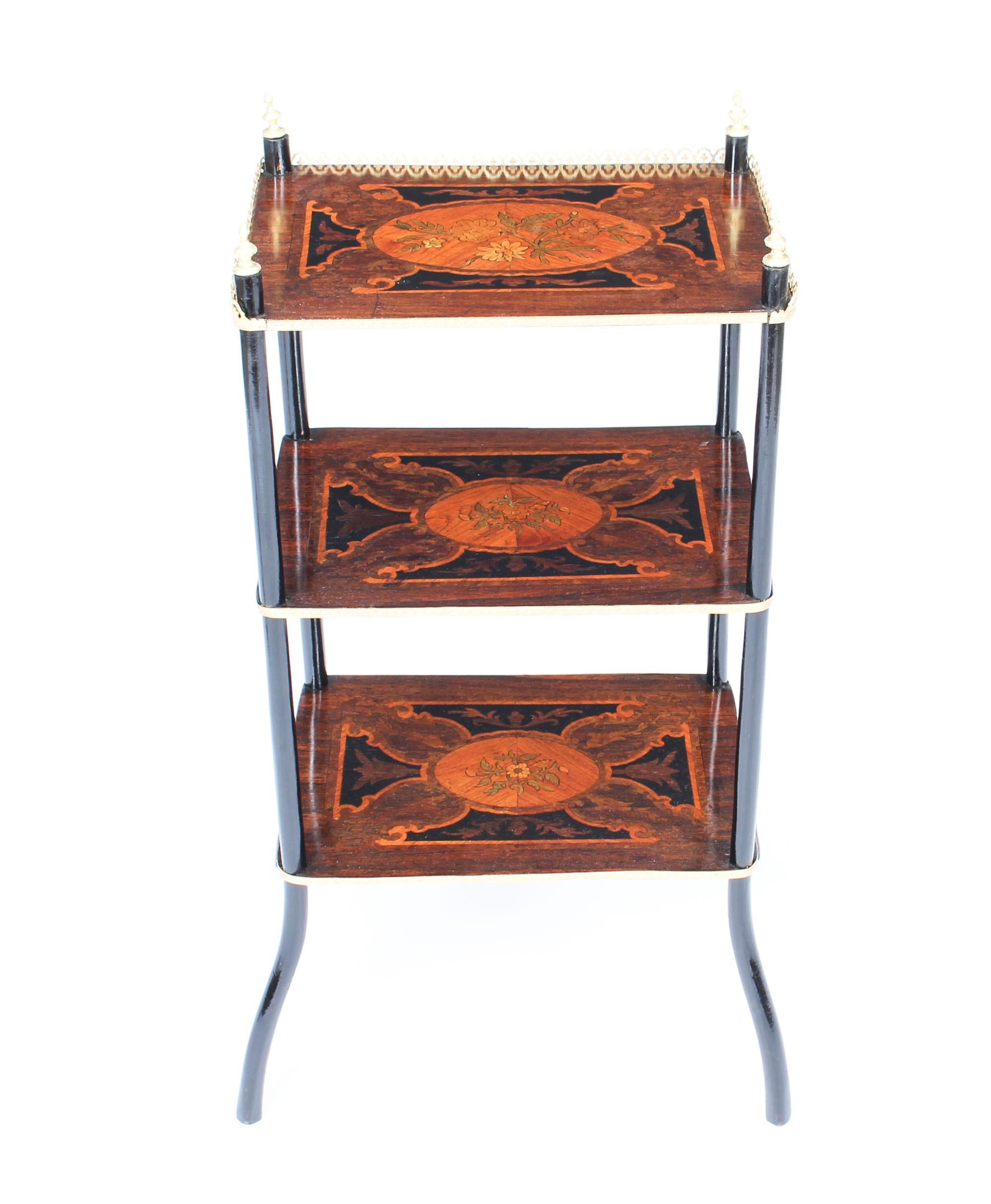 Louis XV 19th Century French Marquetry and Ormolu Three-Tier Étagère Table