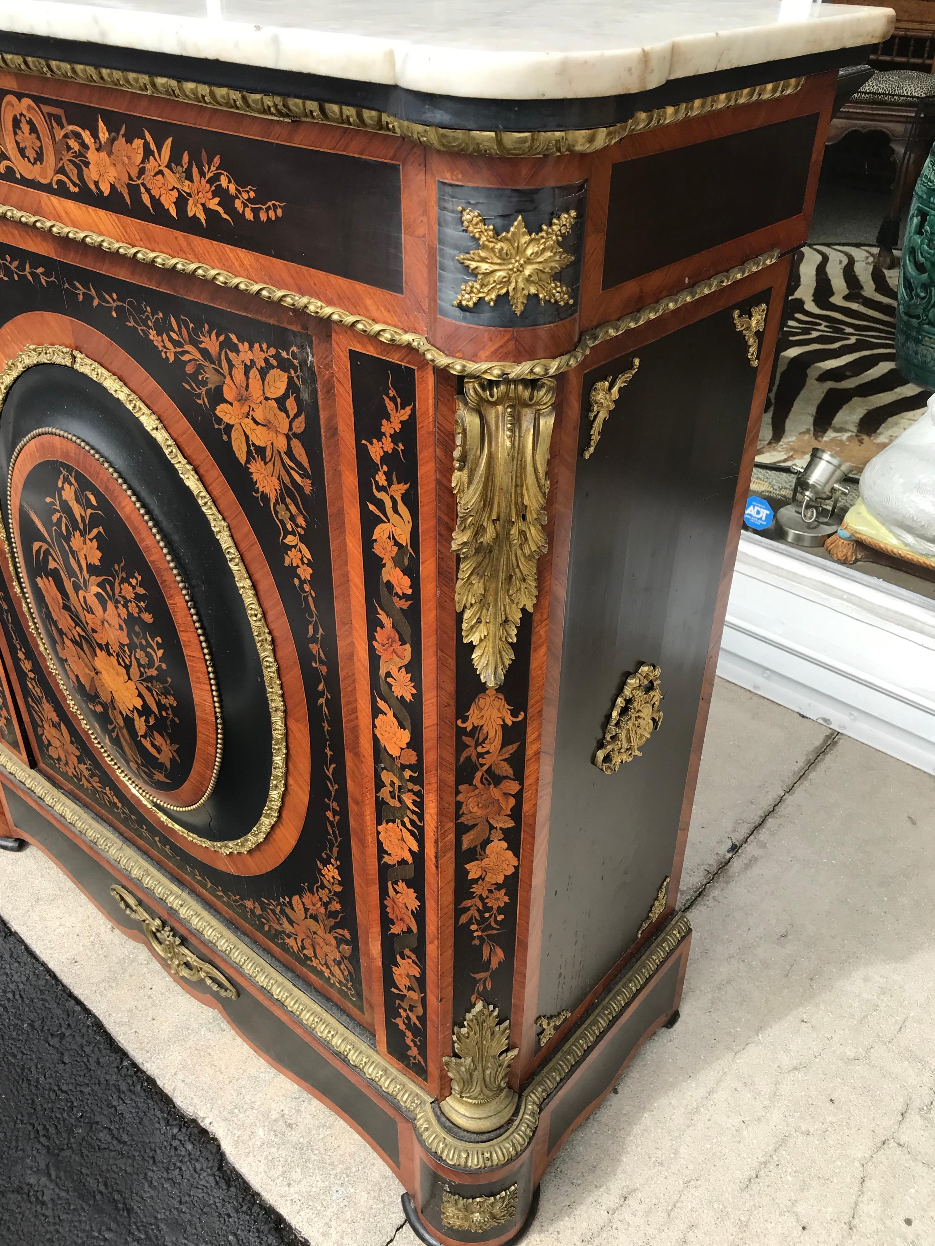 19th Century French Marquetry Side Cabinet 5