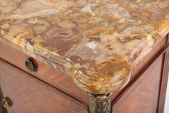 19th-Century French Marquetry Side Cabinet with Marble Top: The Carved Bloom