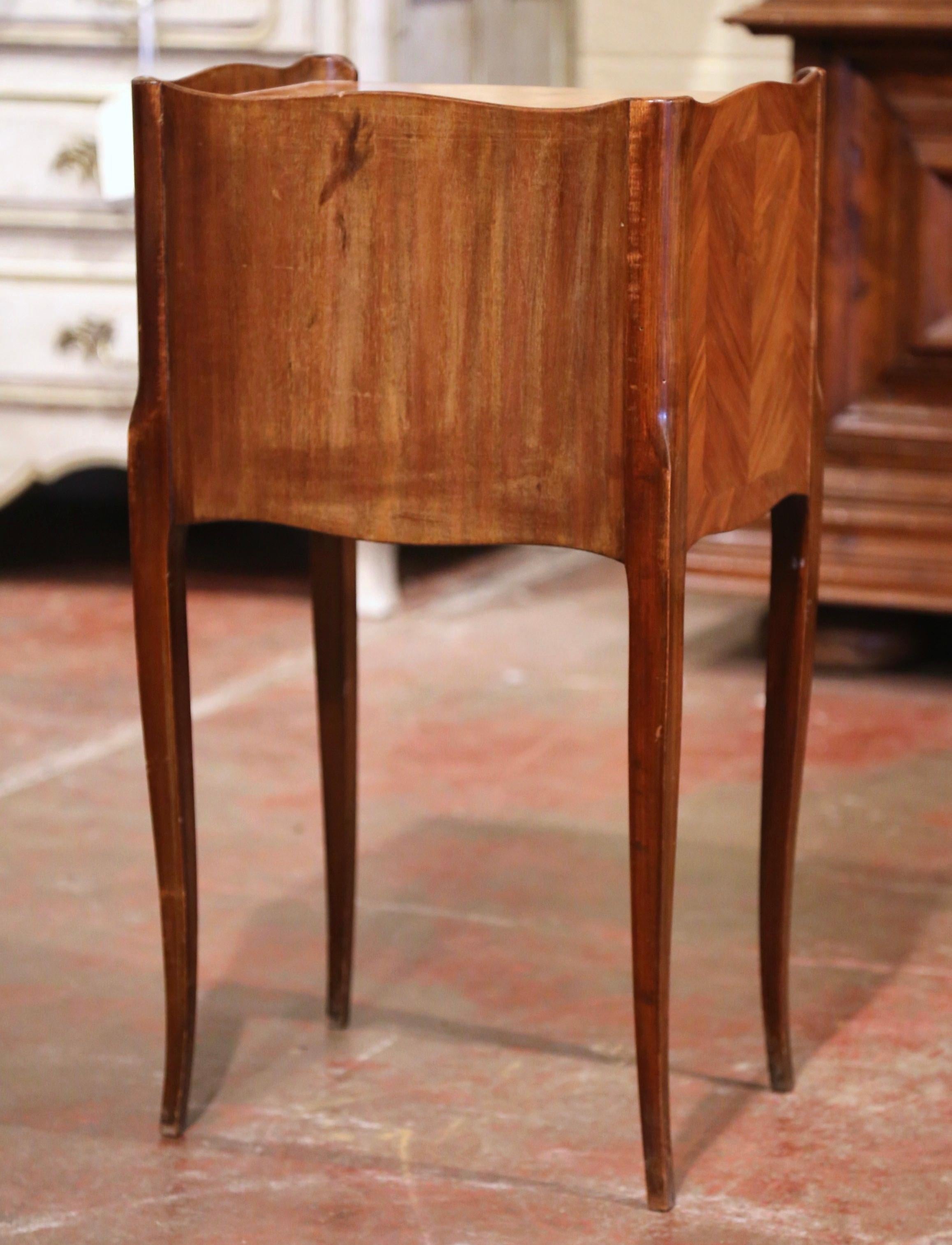19th Century French Marquetry Walnut Nightstand with 
