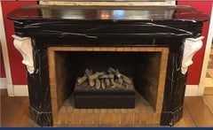 19th Century French Marquina and Carrara Marble Fireplace Surround, 1890s