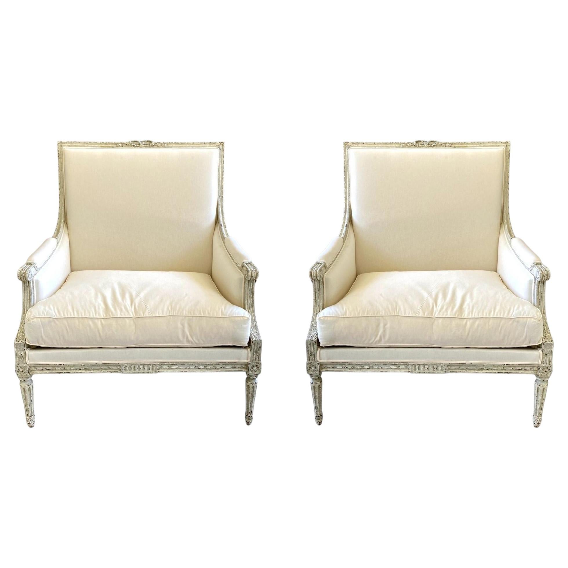 Paire de fauteuils français du XIXe siècle, style marquis Louis XVI
