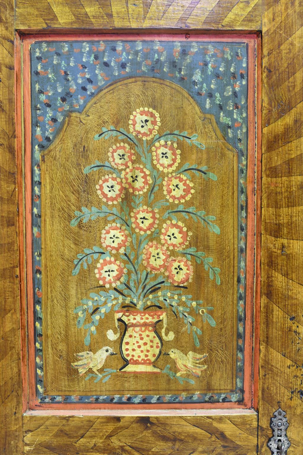 19th Century French Marriage/Dowry Armoire from Alsace w Painted Flowers & Doves In Good Condition In Miami, FL