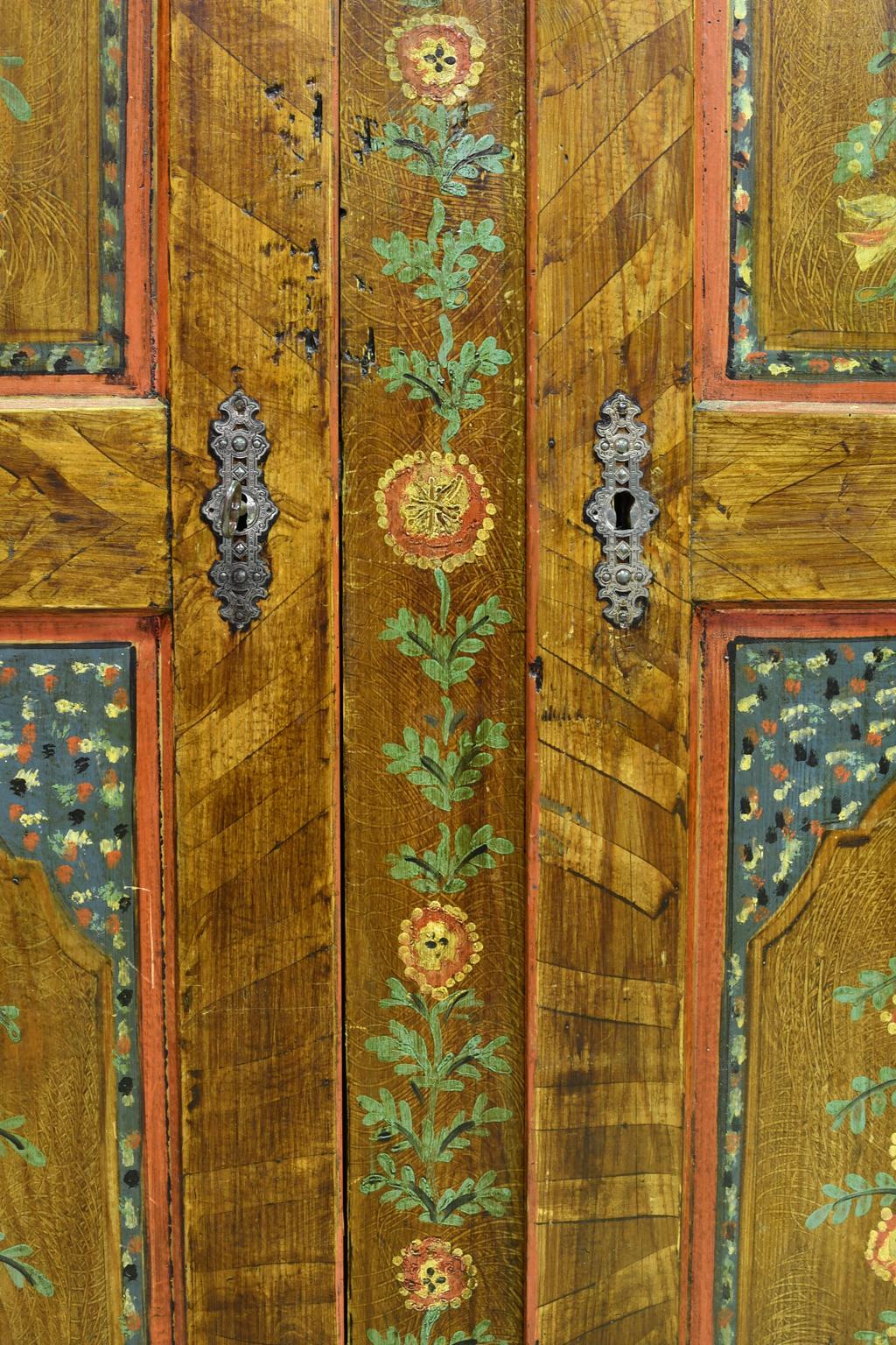 19th Century French Marriage/Dowry Armoire from Alsace w Painted Flowers & Doves 3