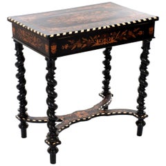 19th Century French Mazarin Style Table in Inlaid and Ebonized Wood