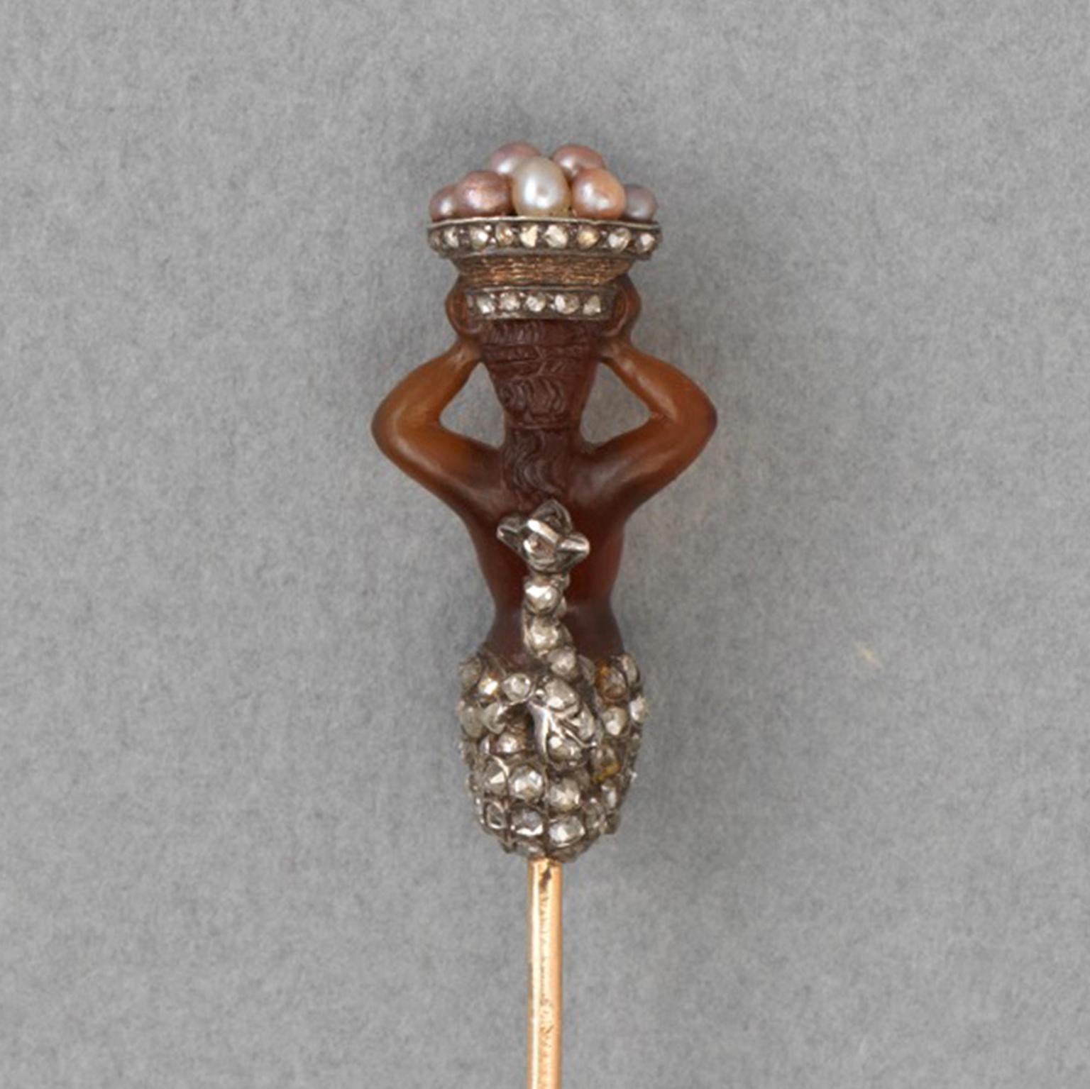 19th Century French Mermaid Stickpin In Excellent Condition In Amsterdam, NL