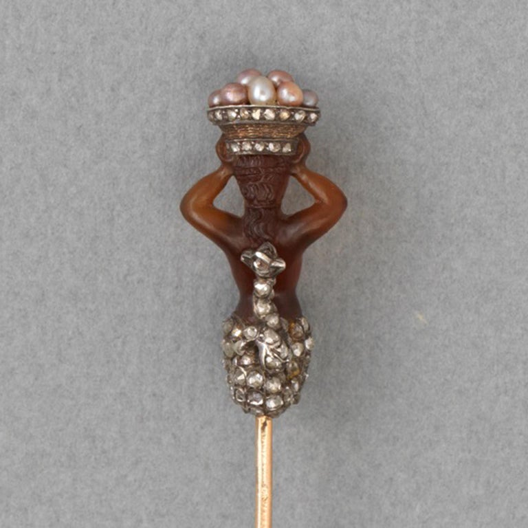 Women's or Men's 19th Century French Mermaid Stickpin For Sale