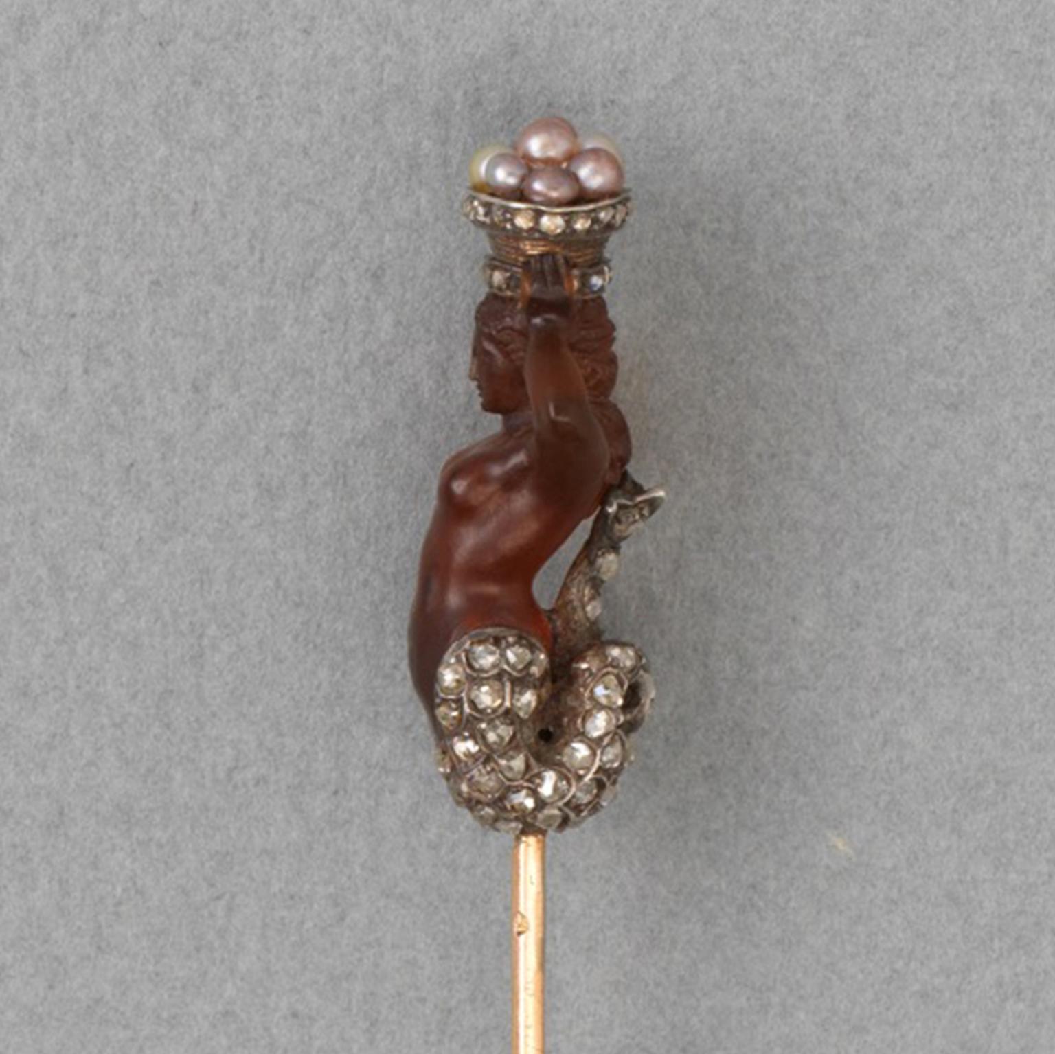 Women's or Men's 19th Century French Mermaid Stickpin